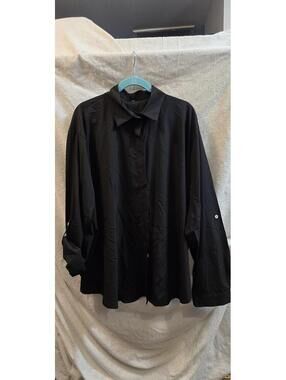 Women's Black Long Sleeve Button-Up Shirt Blouse Size 8XL